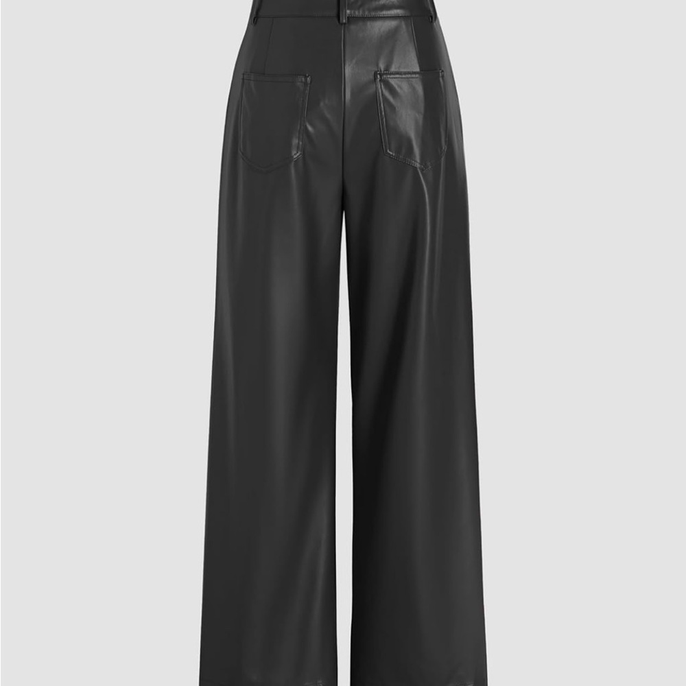 Stylish Faux Black Wide-Leg Pants